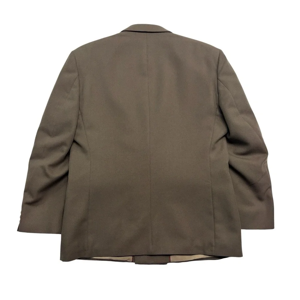 vtg 90s Double Breasted 42R Olive Green Blazer Jacket Sport Suit Coat Wool Blend